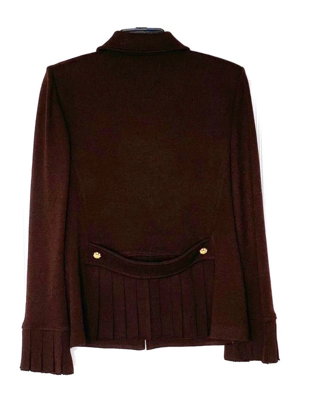 St. John Chocolate Brown Zip-Front Jacket with Petite Collar - Picture 2 of 8